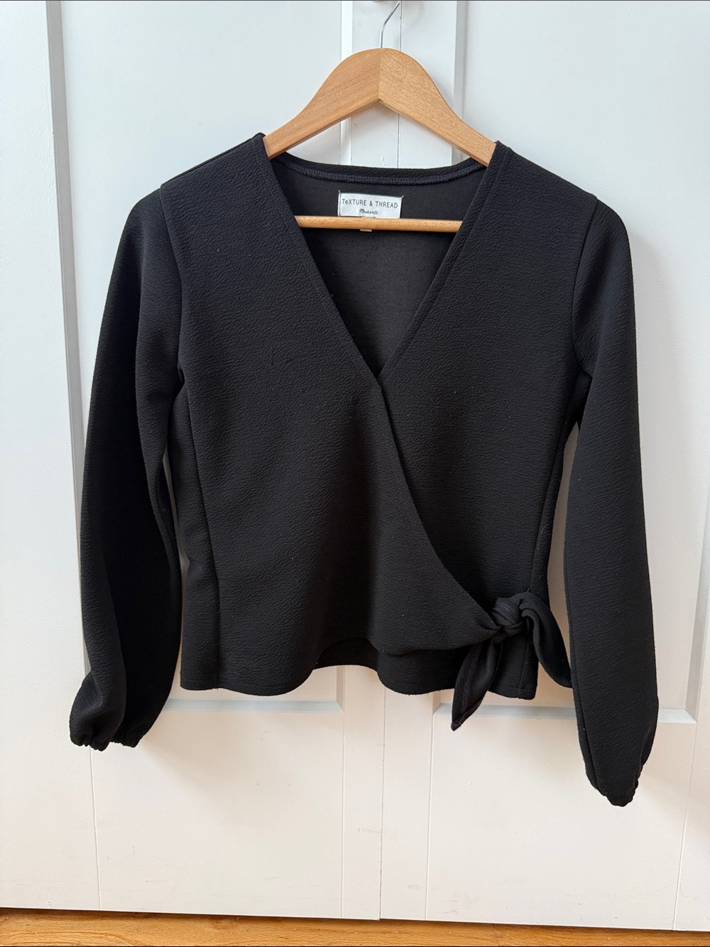 Madewell Black Wrap Tie Blouse